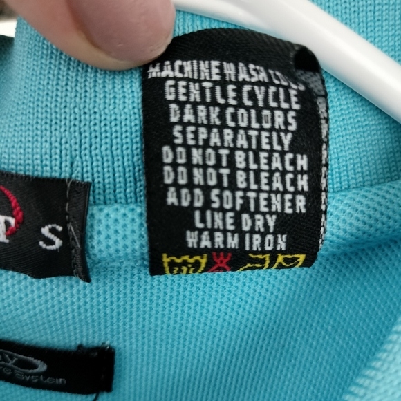 Divots Dri-way Golf Turquoise Embroidered Button Up Polo Shirt Sz. XL - Picture 7 of 8